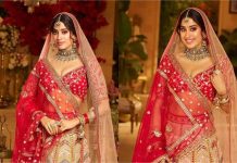 लाल चूड़ा, कलीरे और चोकर नेकलेस…दुल्हन की तरह सजी श्रीदेवी की लाडली ने चुराया सबका दिल