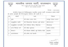 राजस्थान बीजेपी ने मोर्चों के अध्यक्षों की घोषणा की, इन नेताओं को मिली बड़ी ज़िम्मेदारी