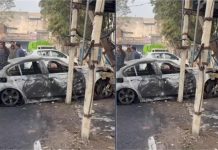 Ludhiana: BMW पर गिरा बिजली का ट्रांसफार्मर, धूं-धूं कर जली गाड़ी…