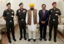 मुख्यमंत्री भगवंत सिंह मान ने पश्चिमी कमान के आर्मी कमांडर के साथ सीमावर्ती सुरक्षा, राहत कार्यों और ऑपरेशनल तैयारियों के बारे में विचार-विमर्श किया