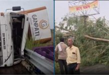 अंबाला में सुबह-सुबह आया भयंकर तूफान…ताश के पत्तों की तरह हाईवे पर पलटे 3 कैंटर, पेड़ उखड़ने की भी खबर
