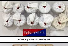 फिरोज़पुर में 5.7 किलो हेरोइन, 1.33 लाख नशीली गोलियां, 39 जिंदा कारतूसों के साथ तीन व्यक्ति गिरफ्तार